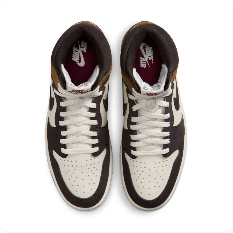 Air Jordan 1 High-Top Sneakers – Brown, Black & White with Red Outsole