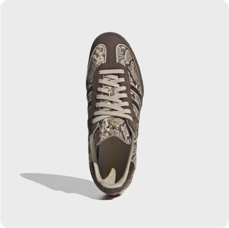 adidas Snakeskin-Print Low-Top Sneakers – Taupe & Dark Brown