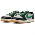 Air Jordan 1 Low-Top Sneakers – Black, Light Gray & Green with Gum Sole