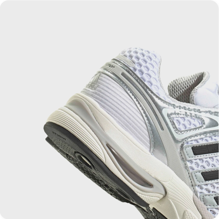 adidas Retro Running-Style Sneakers – White, Silver & Black