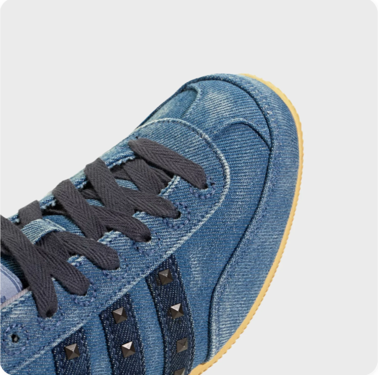 adidas Denim-Look Studded Low-Top Sneakers – Blue & Gum