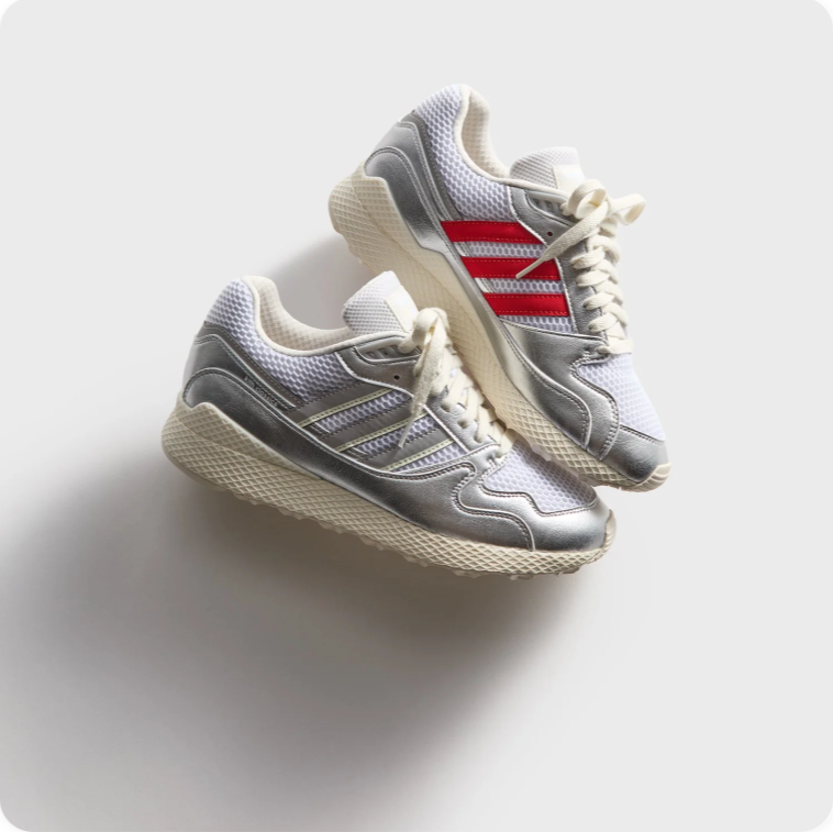 adidas Metallic Low-Top Sneakers – Silver & Cream