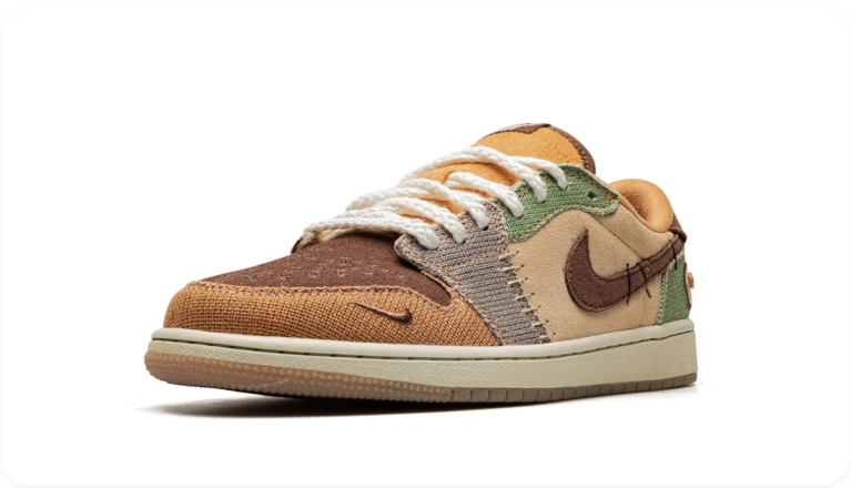 Air Jordan 1 Patchwork Low-Top Sneakers – Tan, Brown & Olive