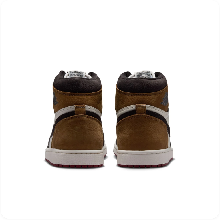 Air Jordan 1 High-Top Sneakers – Brown, Black & White with Red Outsole