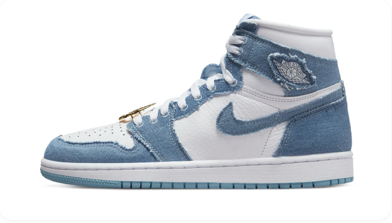 Air Jordan 1 Denim-Look High-Top Sneakers – Blue & White