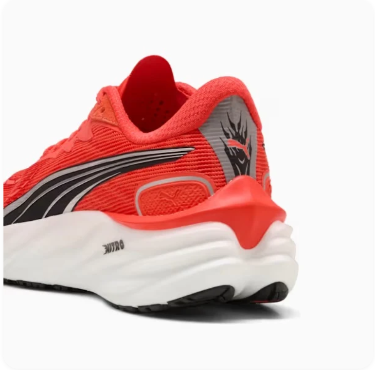 PUMA Running-Style Sneakers – Coral Red, Black & White