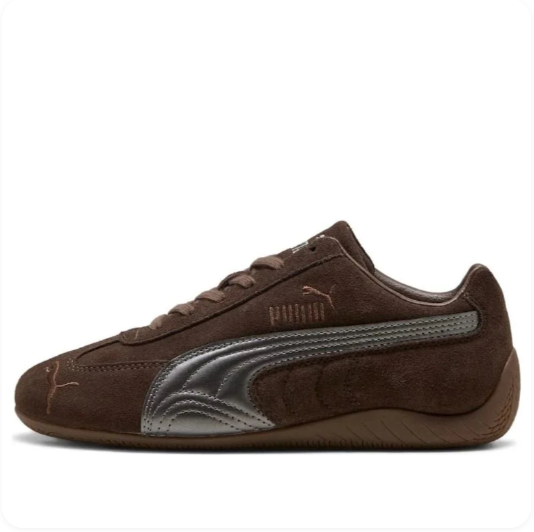 PUMA Retro Low-Profile Sneakers – Dark Brown & Metallic Silver