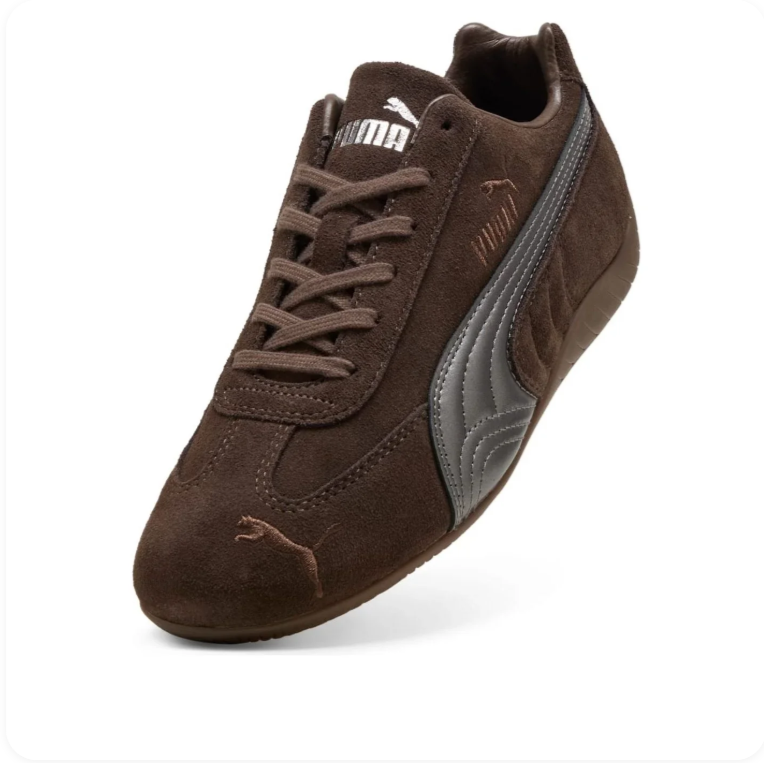 PUMA Retro Low-Profile Sneakers – Dark Brown & Metallic Silver