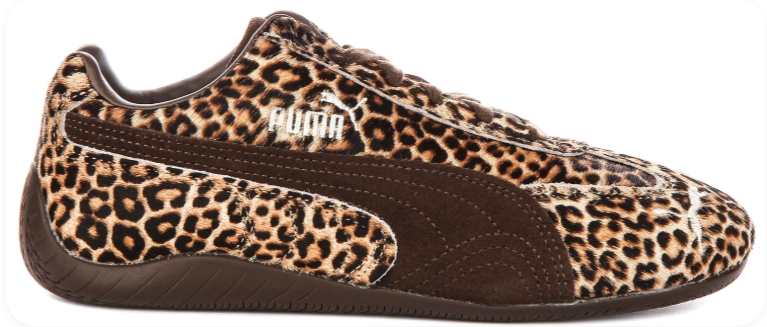 PUMA Leopard-Print Low-Profile Sneakers – Tan & Dark Brown