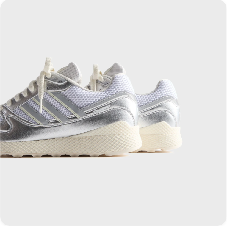 adidas Metallic Low-Top Sneakers – Silver & Cream