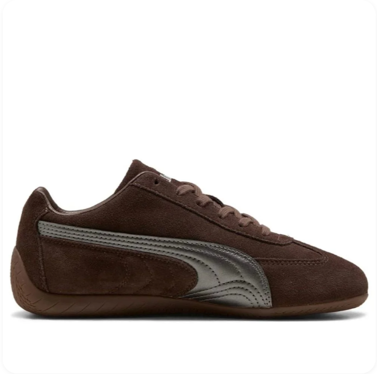 PUMA Retro Low-Profile Sneakers – Dark Brown & Metallic Silver