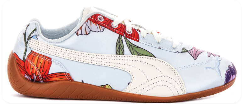PUMA Floral-Print Low-Top Sneakers – White & Multicolor with Gum Sole