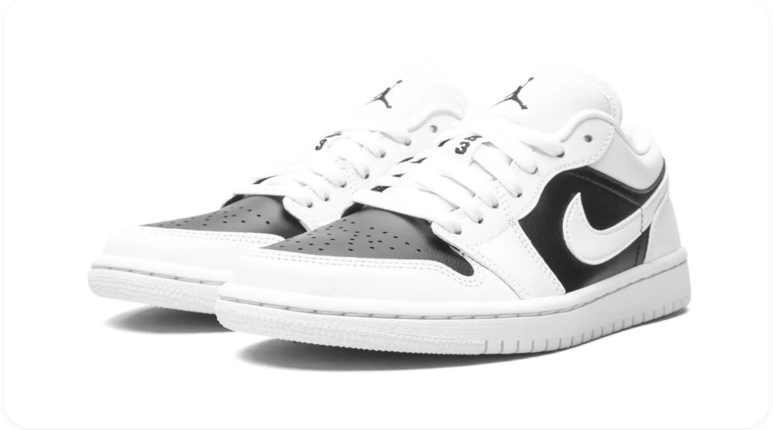 Air Jordan 1 Low-Top Sneakers – White, Black & Gray