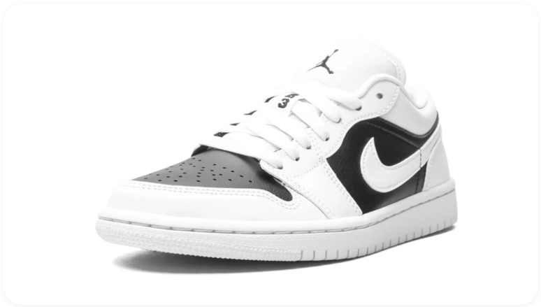 Air Jordan 1 Low-Top Sneakers – White, Black & Gray