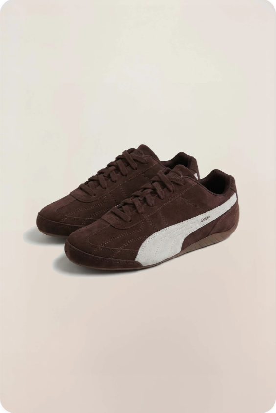 PUMA Retro Low-Profile Sneakers – Brown & White