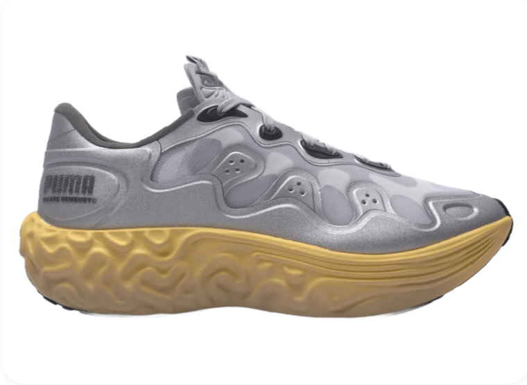 PUMA Sculpted Low-Top Sneakers – Gray & Golden Yellow