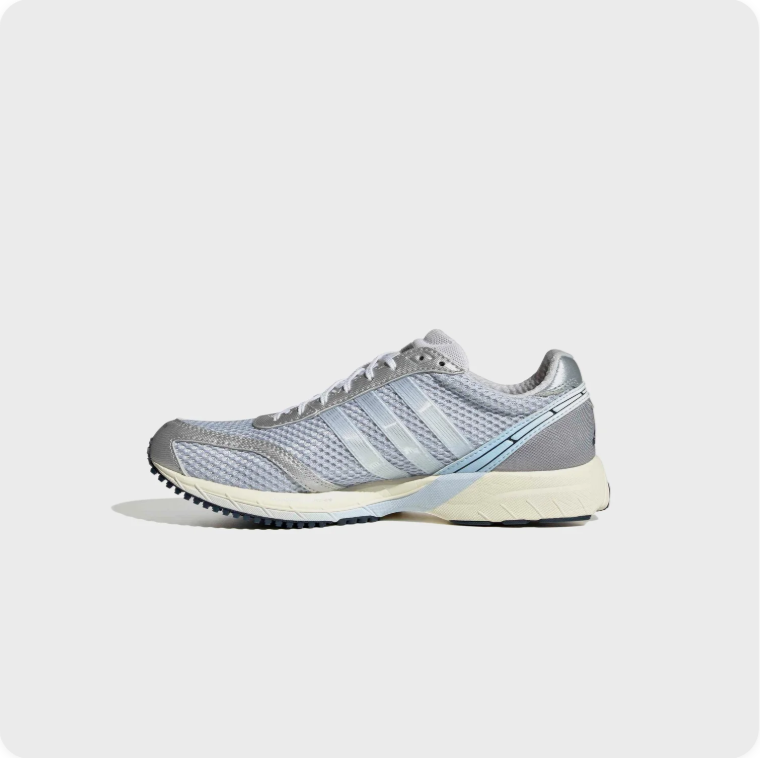 adidas Retro Running-Style Sneakers – Silver & Light Blue