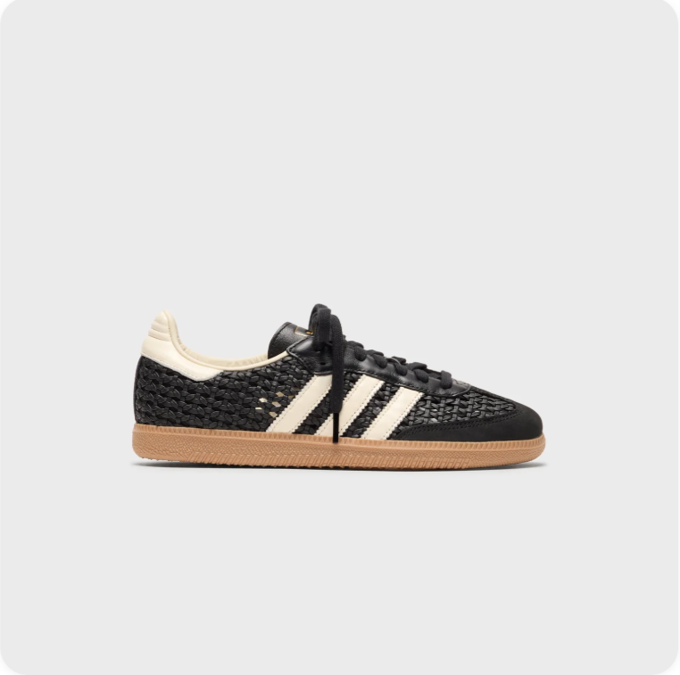 adidas Woven-Look Low-Top Sneakers – Black, Cream & Gum