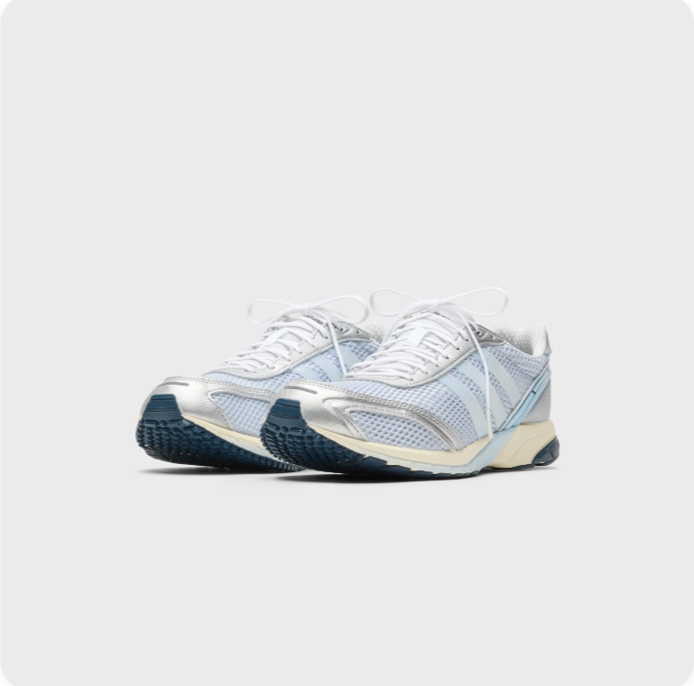 adidas Retro Running-Style Sneakers – Silver & Light Blue