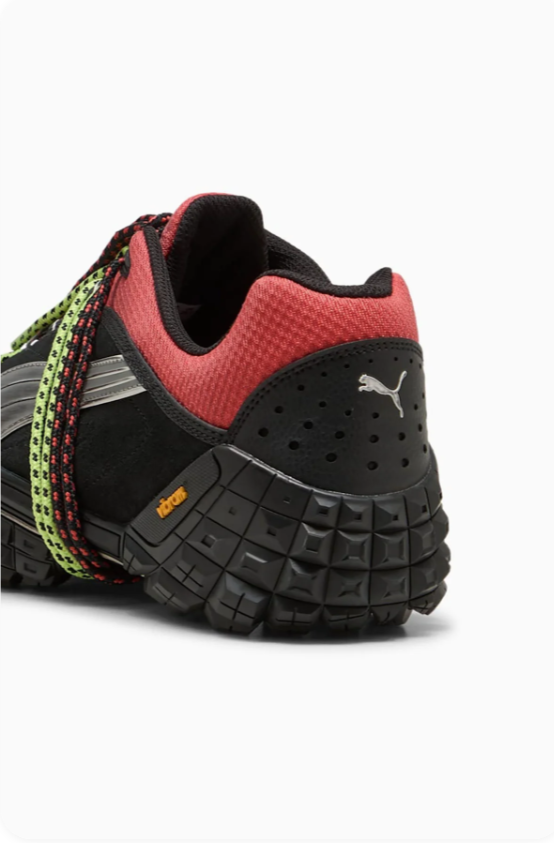 PUMA Trail-Inspired Sneakers – Black & Red with Contrast Cord Laces