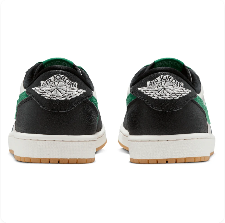 Air Jordan 1 Low-Top Sneakers – Black, Light Gray & Green with Gum Sole