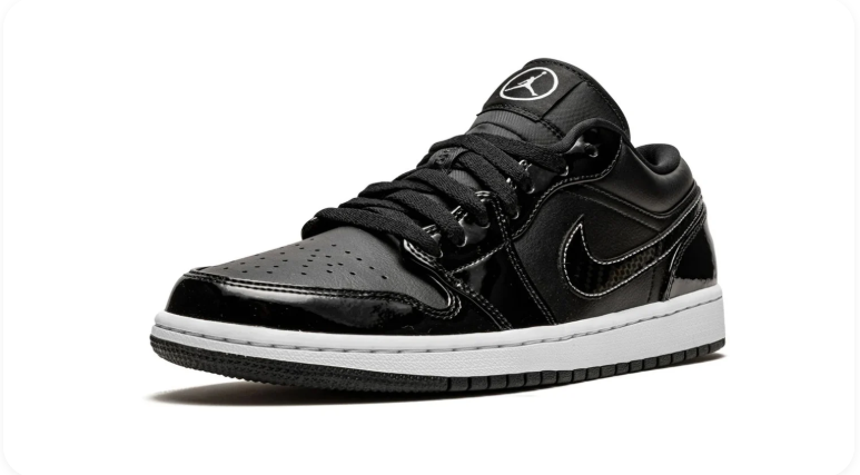 Air Jordan 1 Low-Top Sneakers – Glossy Black & White