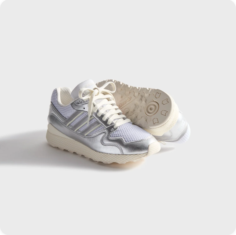 adidas Metallic Low-Top Sneakers – Silver & Cream