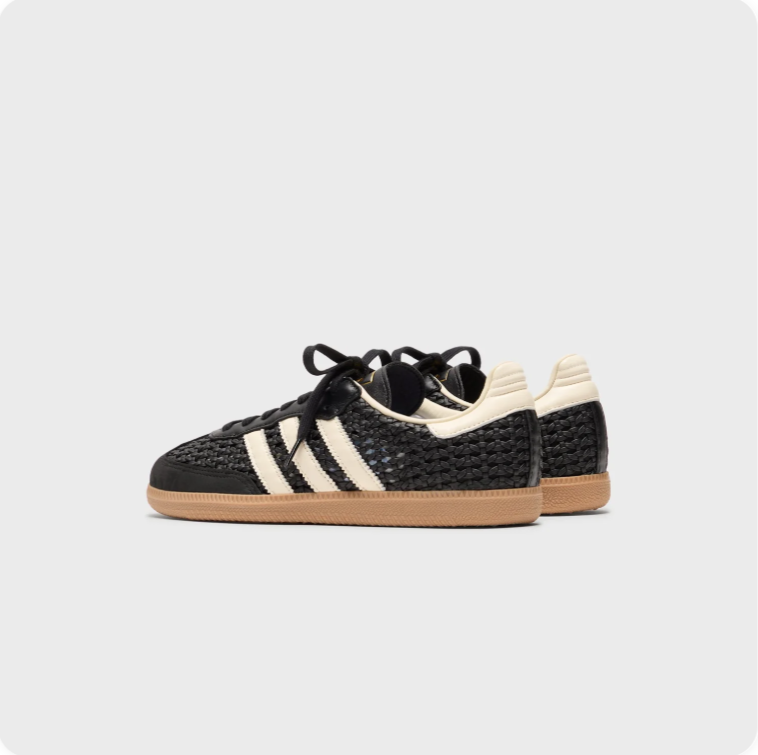 adidas Woven-Look Low-Top Sneakers – Black, Cream & Gum