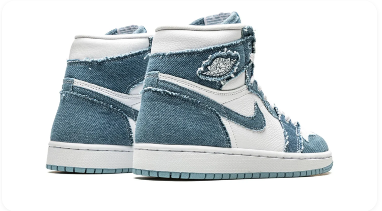 Air Jordan 1 Denim-Look High-Top Sneakers – Blue & White