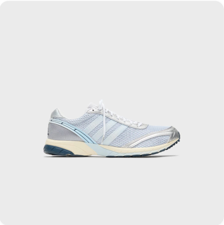 adidas Retro Running-Style Sneakers – Silver & Light Blue
