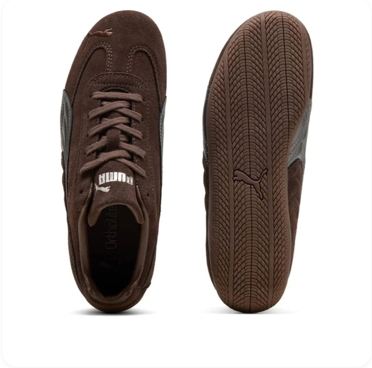 PUMA Retro Low-Profile Sneakers – Dark Brown & Metallic Silver