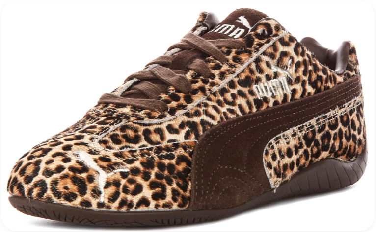 PUMA Leopard-Print Low-Profile Sneakers – Tan & Dark Brown