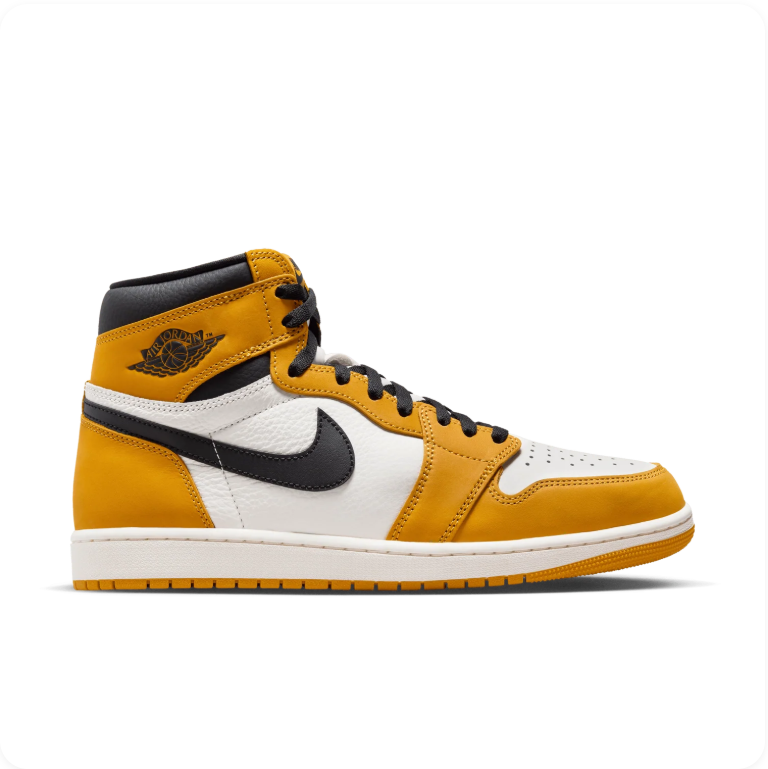 Air Jordan 1 High-Top Sneakers – Golden Yellow, White & Black