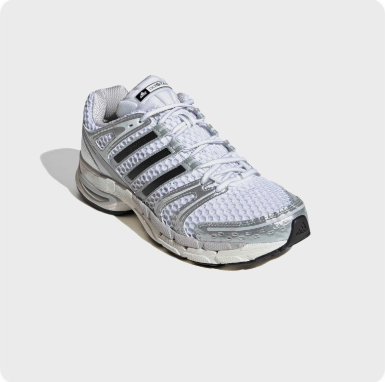 adidas Retro Running-Style Sneakers – White, Silver & Black