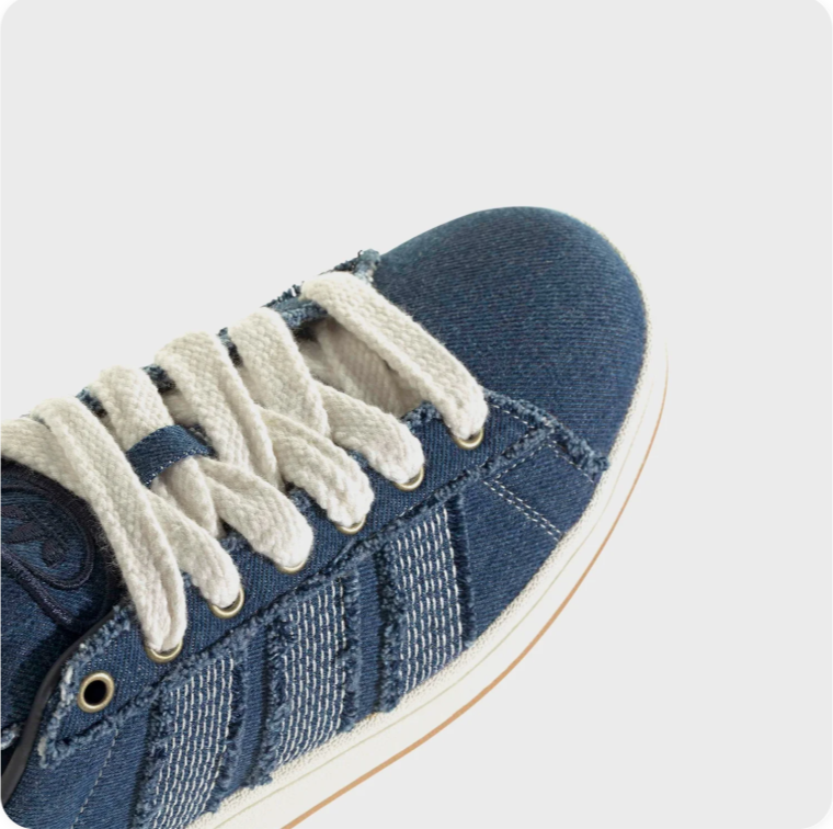 adidas Denim-Look Low-Top Sneakers – Navy & Cream