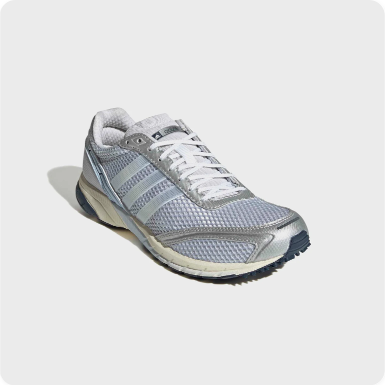 adidas Retro Running-Style Sneakers – Silver & Light Blue