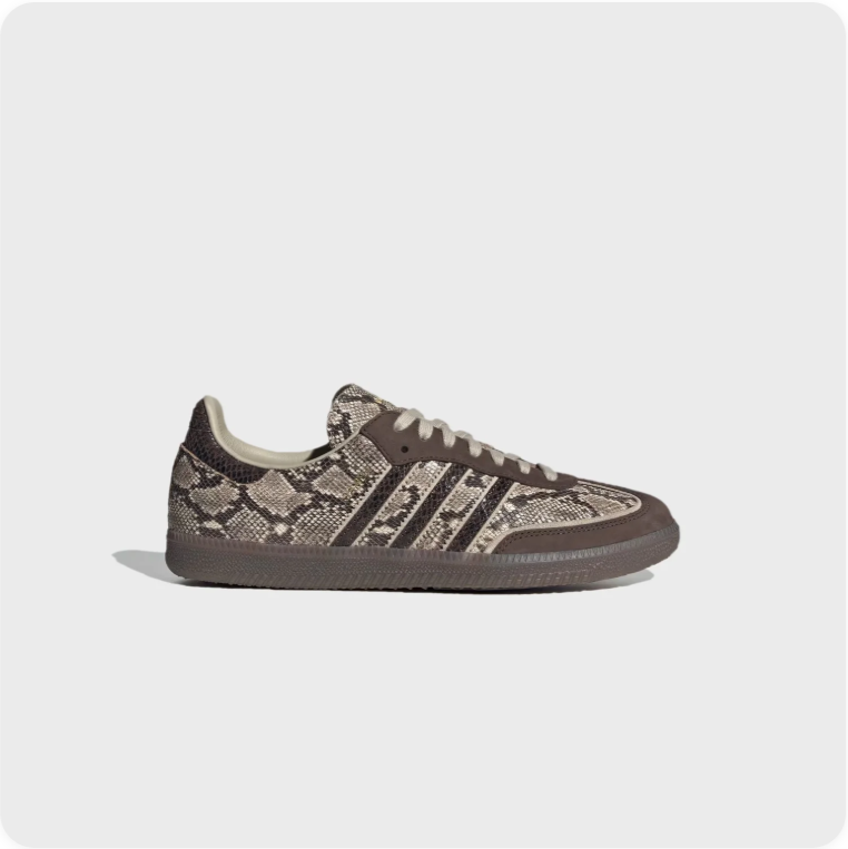 adidas Snakeskin-Print Low-Top Sneakers – Taupe & Dark Brown