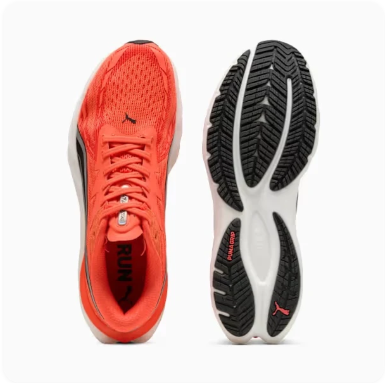 PUMA Running-Style Sneakers – Coral Red, Black & White