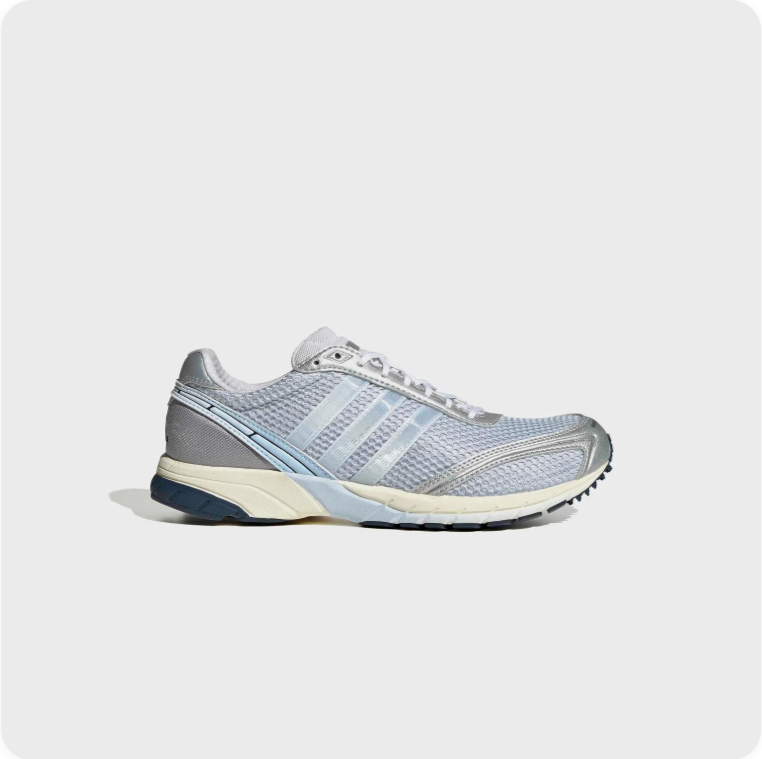 adidas Retro Running-Style Sneakers – Silver & Light Blue