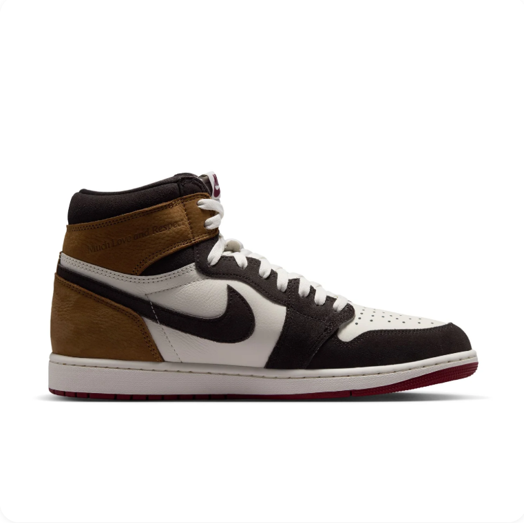 Air Jordan 1 High-Top Sneakers – Brown, Black & White with Red Outsole