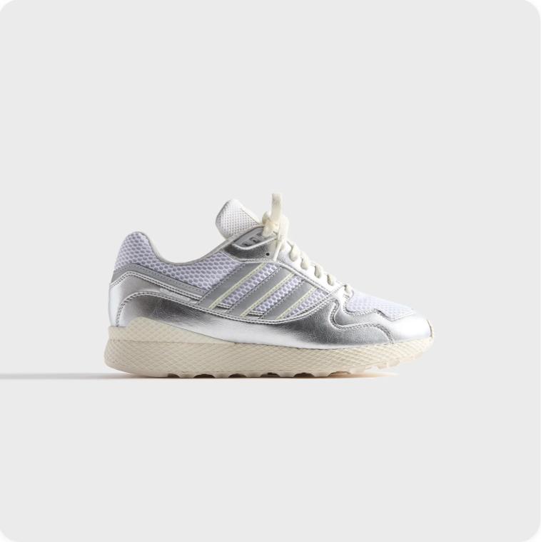 adidas Metallic Low-Top Sneakers – Silver & Cream