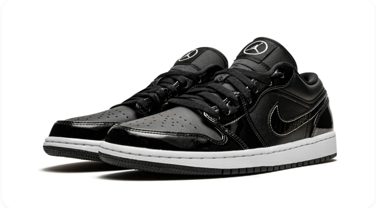Air Jordan 1 Low-Top Sneakers – Glossy Black & White
