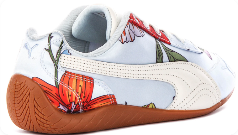 PUMA Floral-Print Low-Top Sneakers – White & Multicolor with Gum Sole