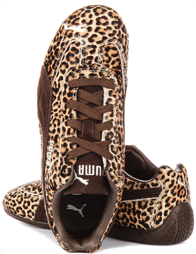 PUMA Leopard-Print Low-Profile Sneakers – Tan & Dark Brown