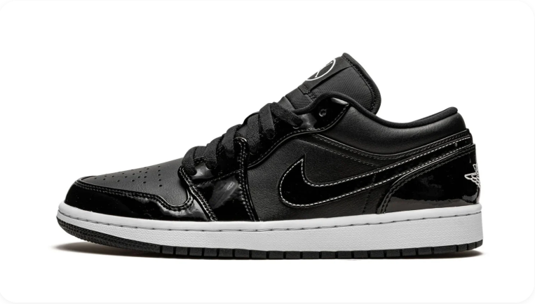 Air Jordan 1 Low-Top Sneakers – Glossy Black & White