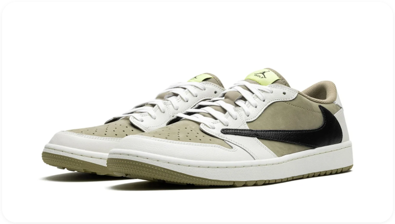 Air Jordan 1 Low-Top Sneakers – Olive, White & Black
