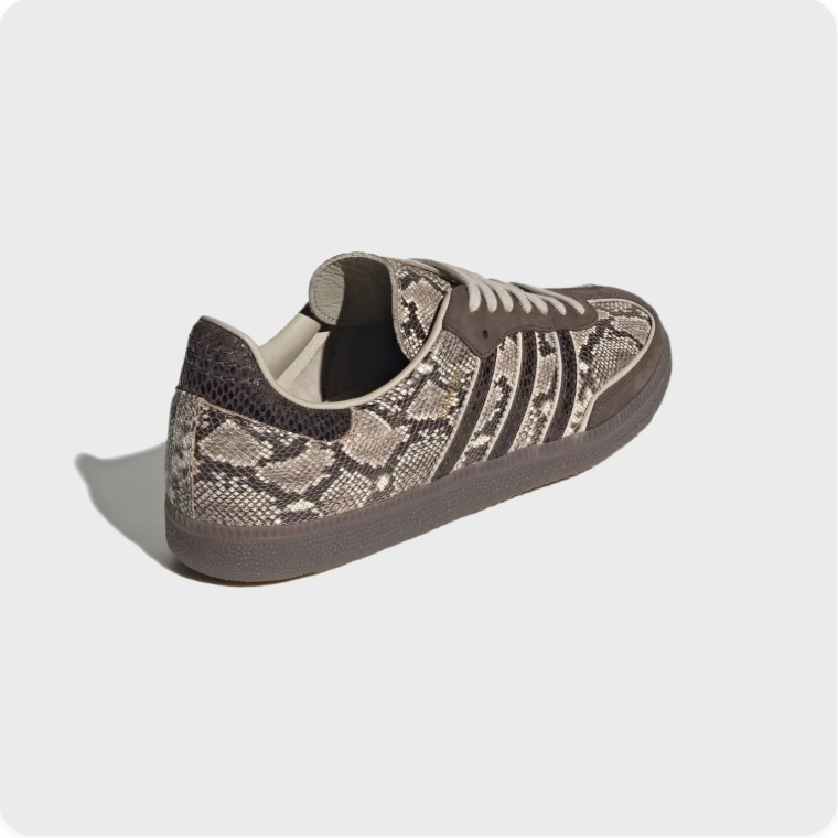 adidas Snakeskin-Print Low-Top Sneakers – Taupe & Dark Brown