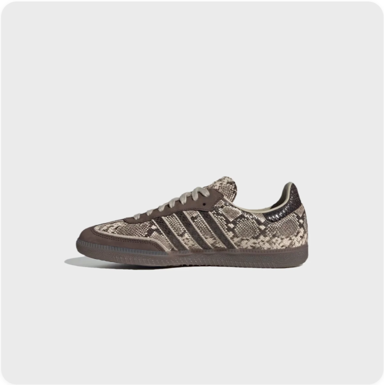 adidas Snakeskin-Print Low-Top Sneakers – Taupe & Dark Brown
