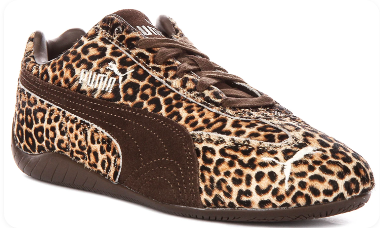 PUMA Leopard-Print Low-Profile Sneakers – Tan & Dark Brown