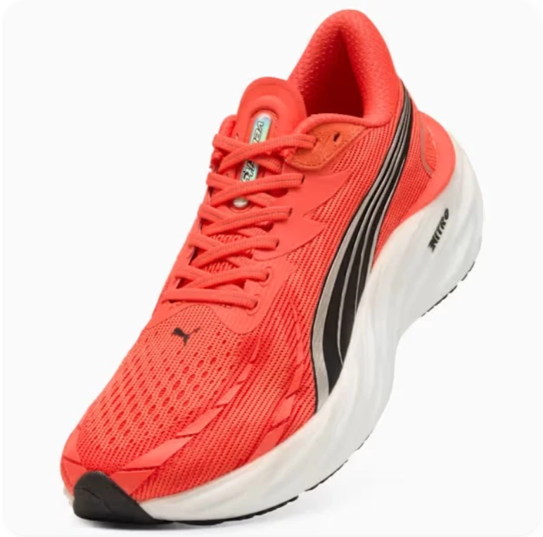 PUMA Running-Style Sneakers – Coral Red, Black & White